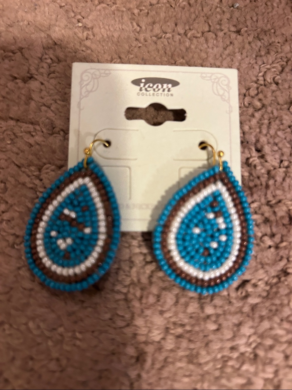 Blueseed bead oval earrings